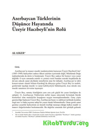 Azerbaycan Türklerinin Düşünce Hayatında Üzeyir Hacıbeyli’nin Rolü