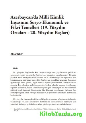 Azerbaycan’da Milli Kimlik İnşasının Sosyo-Ekonomik ve Fikrî Temelleri